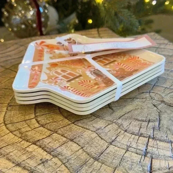 Cupcakes and Cashmere Gingerbread House Appetizer Plates Set of 4 Holiday - Picture 2 of 6